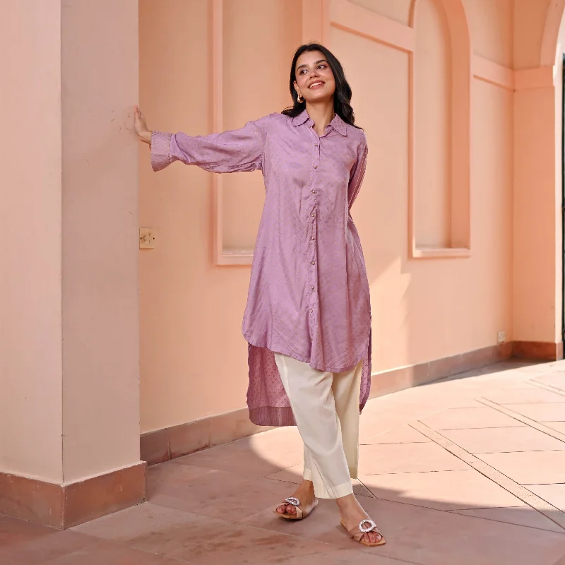 Lilac Beige Kurta Set