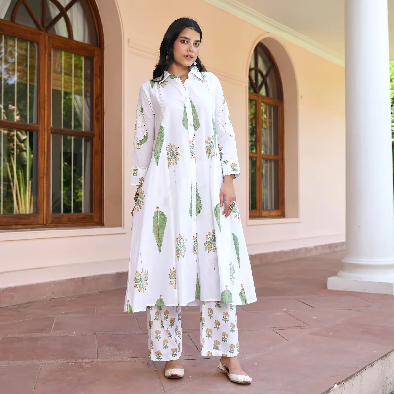 Sneha White Matching Set