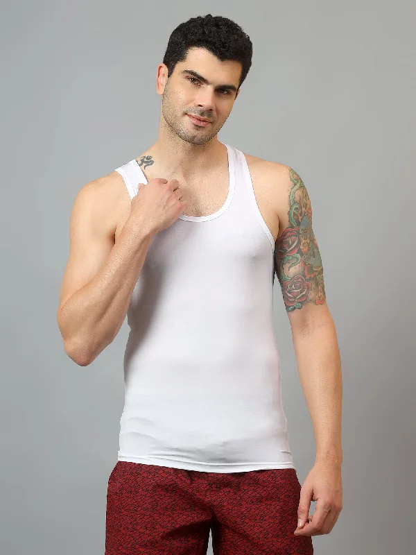 Men's Pack of 1 White U Neck Vest