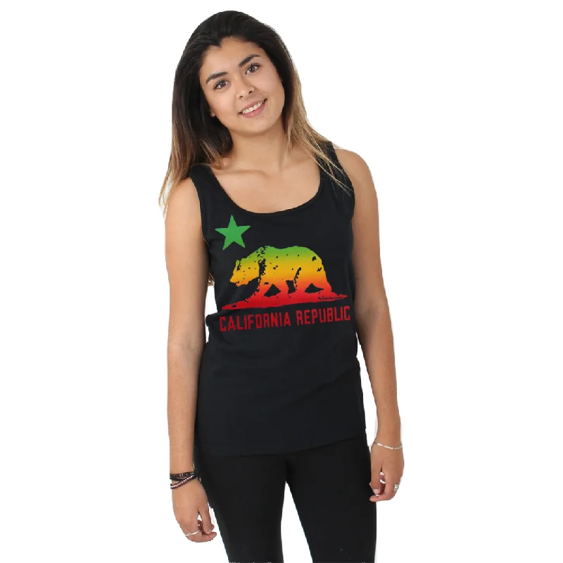 California Republic Rasta Bear Flag Women's Tank Top