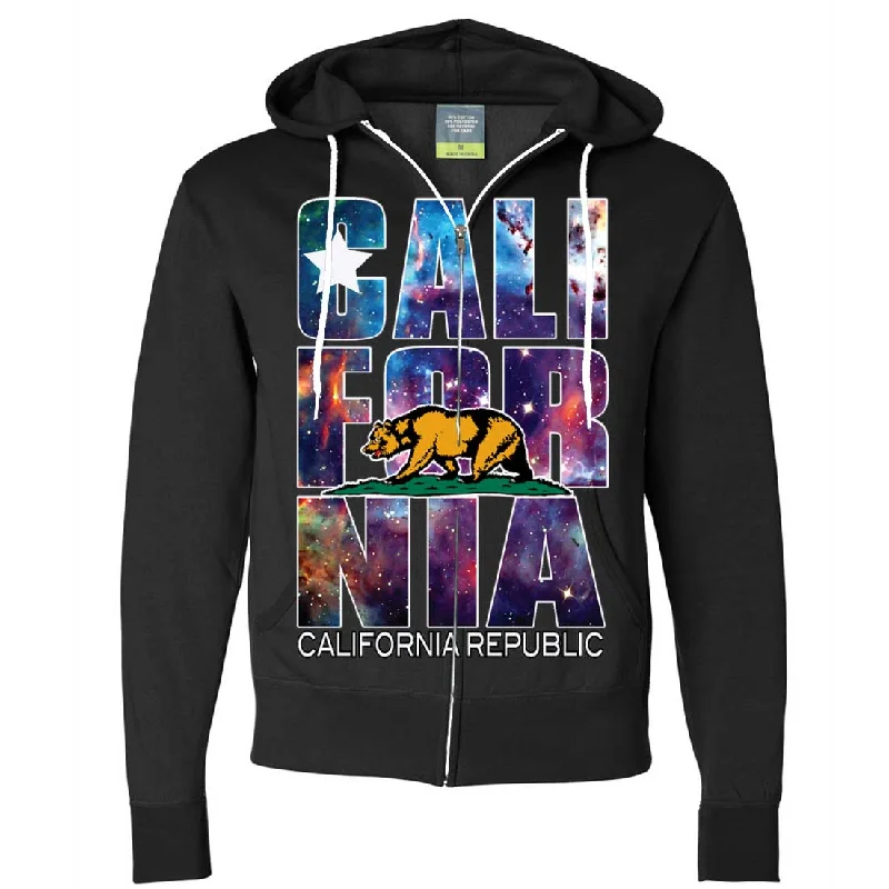 California Republic Cosmic State Flag Logo Design In Space Galaxy Zip-Up Hoodie