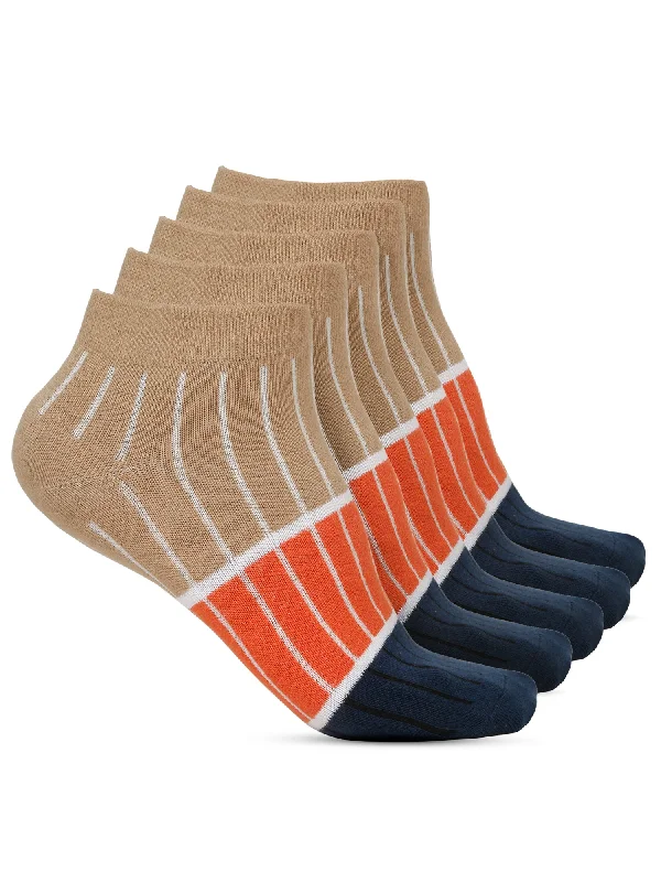 Men's Beige Fashion Ankle length  Socks -Pack of 5