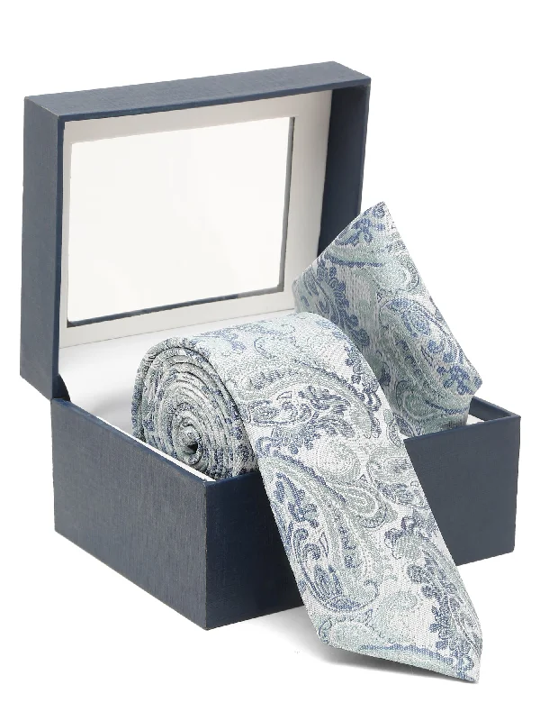 Men's Grey Fashion Paisley Pattern Tie Set