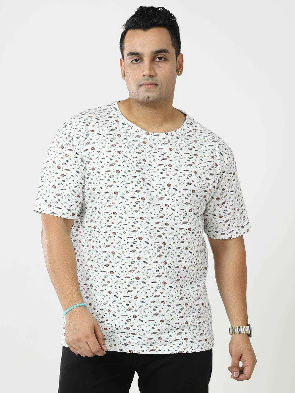 Digital Printed  Round Neck T-Shirt Men's Plus Size