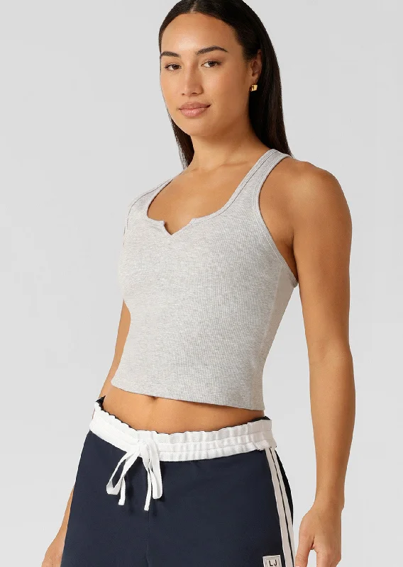 Lorna Jane Muse Rib Tank: - Light Grey Marl