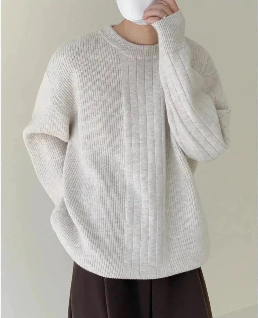 Light Gray Drape Crew Neck Sweater