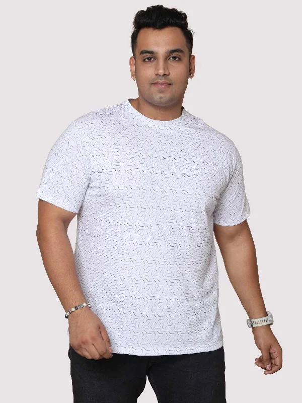 Men Plus Size Abstract Geometric Pattern  Digital Printed Round Neck T-shirt