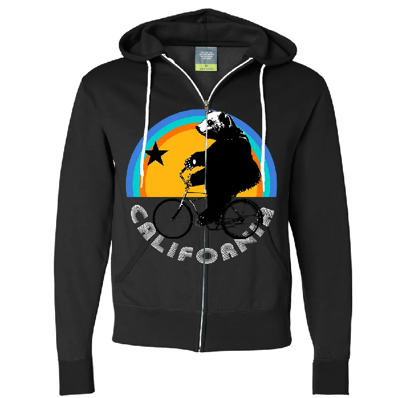 California Bear On Bike Zip-Up Hoodie