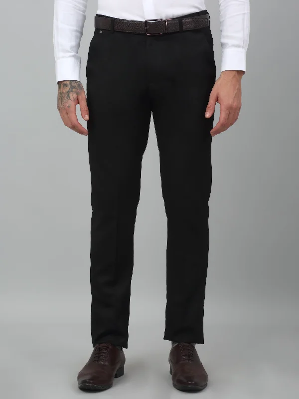 Men's Formal Flat front Black  Trousers