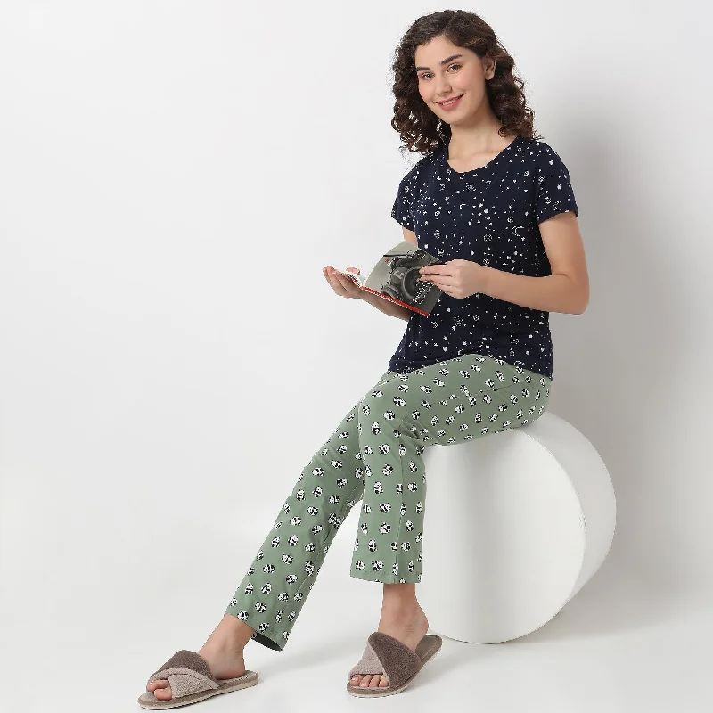 Regular Fit Printed Sleepwear Lounge Top