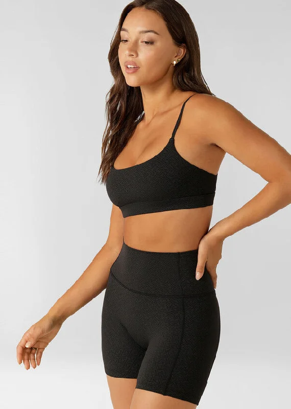 Lorna Jane Refine Sports Bra - Black Monogram Print