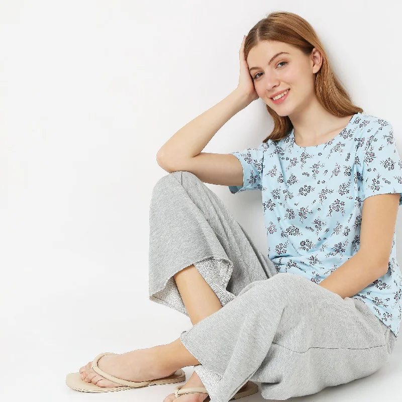 Regular Fit Printed Sleepwear Lounge Top