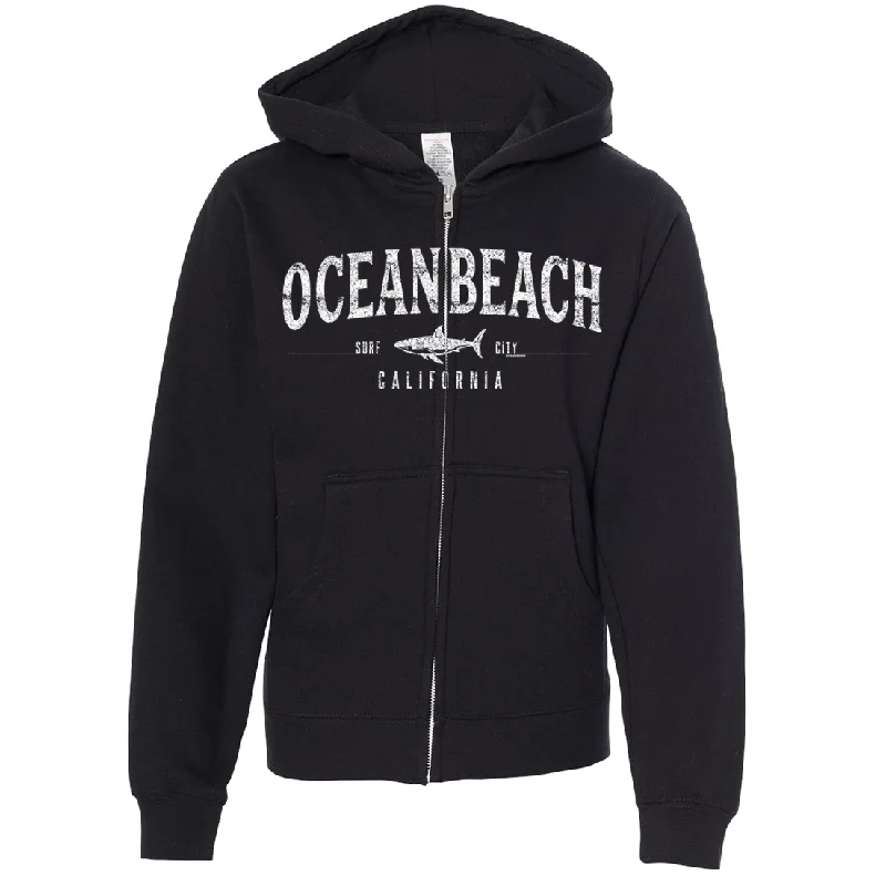 Ocean Beach California Premium Youth Zip-Up Hoodie