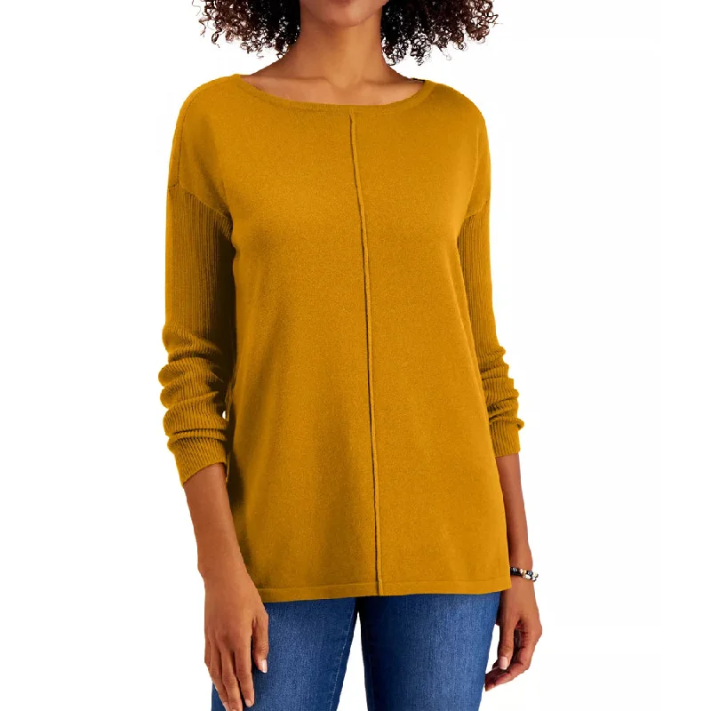 Women's Seam Front Tunic Sweater,Mustard