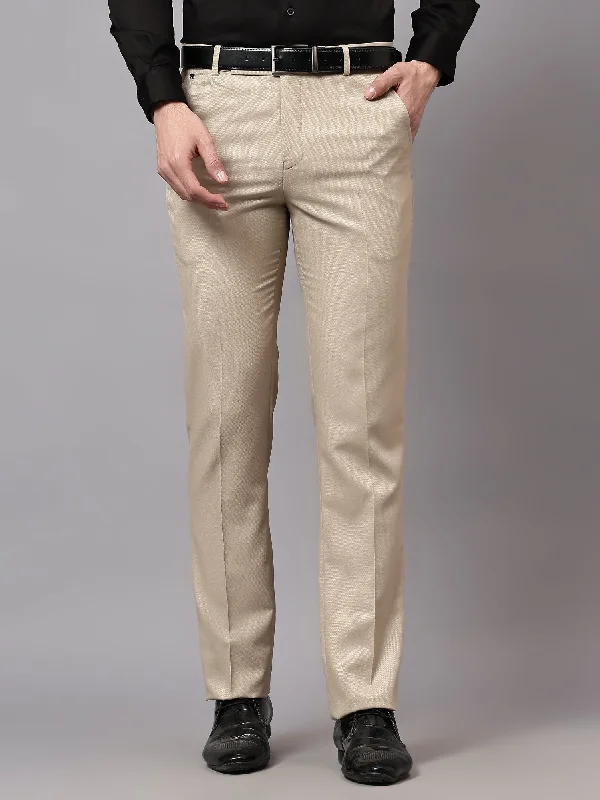 Men's Formal Flat front Fawn  Trousers