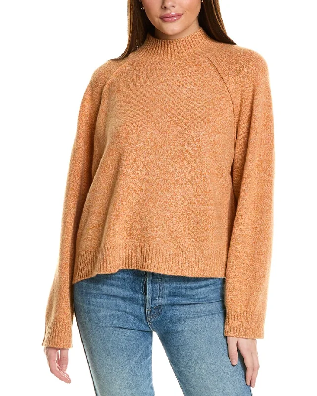 Collaboration Melange Boxy Mock Neck Cashmere Sweater