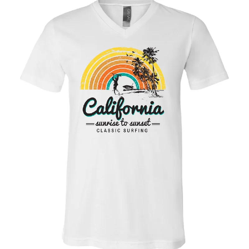 California Classic Sunrise Surfing Asst Colors V-Neck