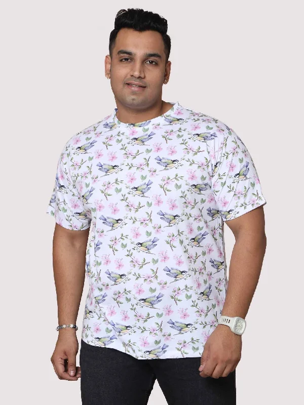 Men Plus Size Hummy Bird  Digital Printed Round Neck T-shirt