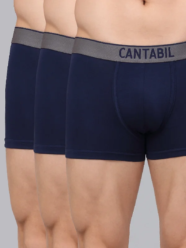 Men's Navy Blue Solid Fashion Trunk - 3's Pack