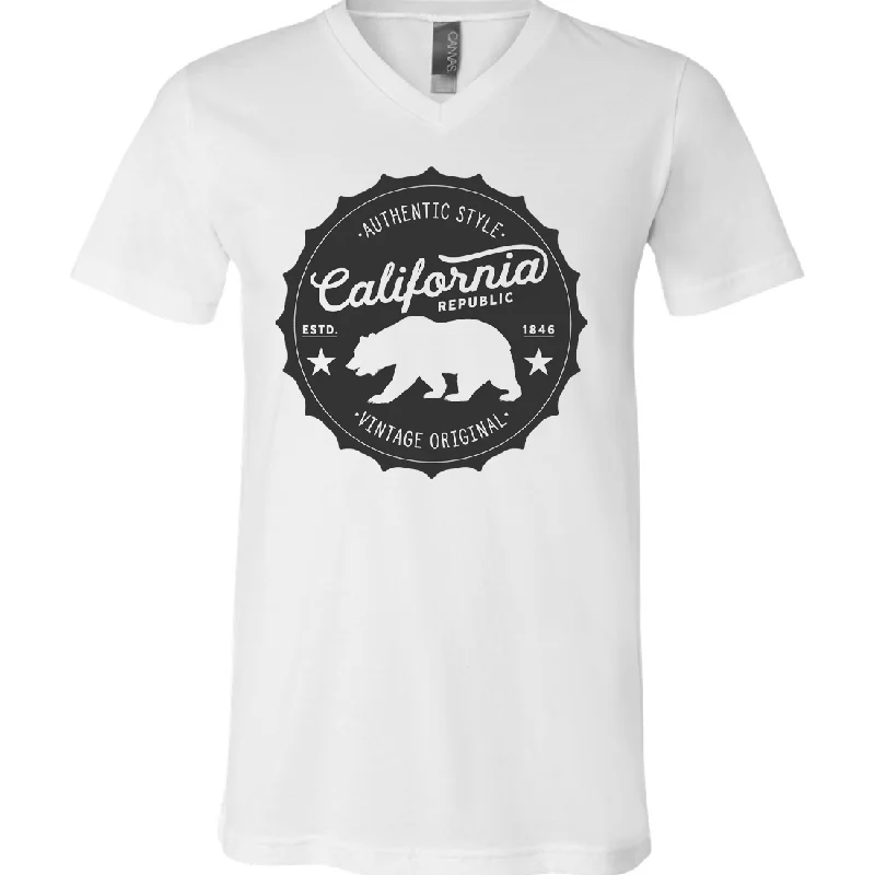 California Authentic Vintage Bottlecap Asst Colors V-Neck