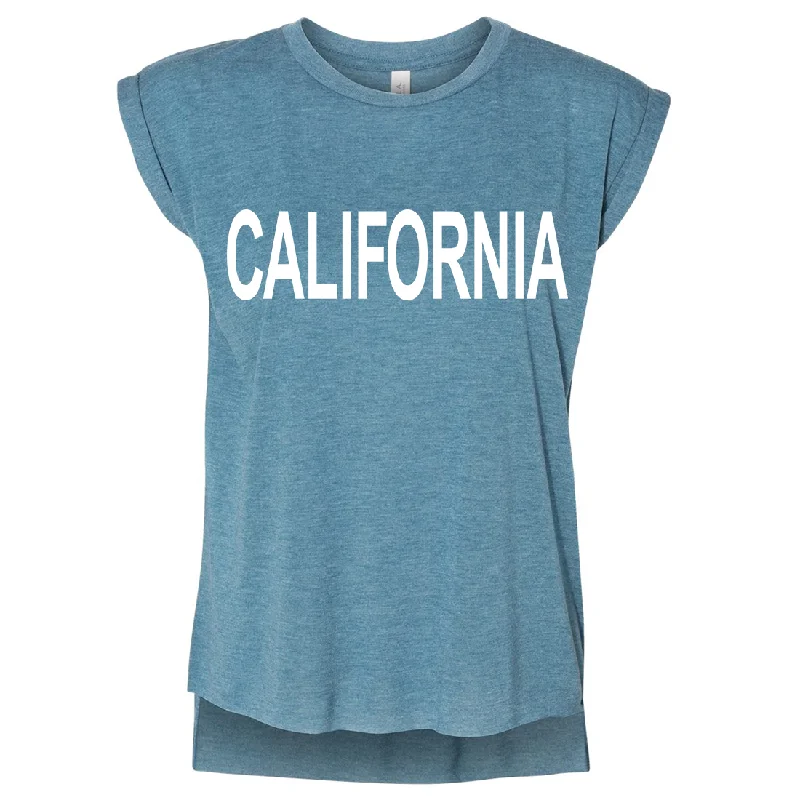 California Bold Text Flowy Muscle Tee