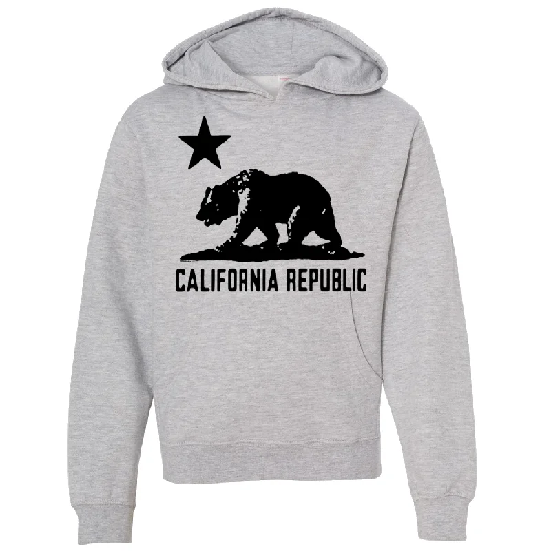 California Flag Oversize Black Silhouette Premium Youth Sweatshirt Hoodie