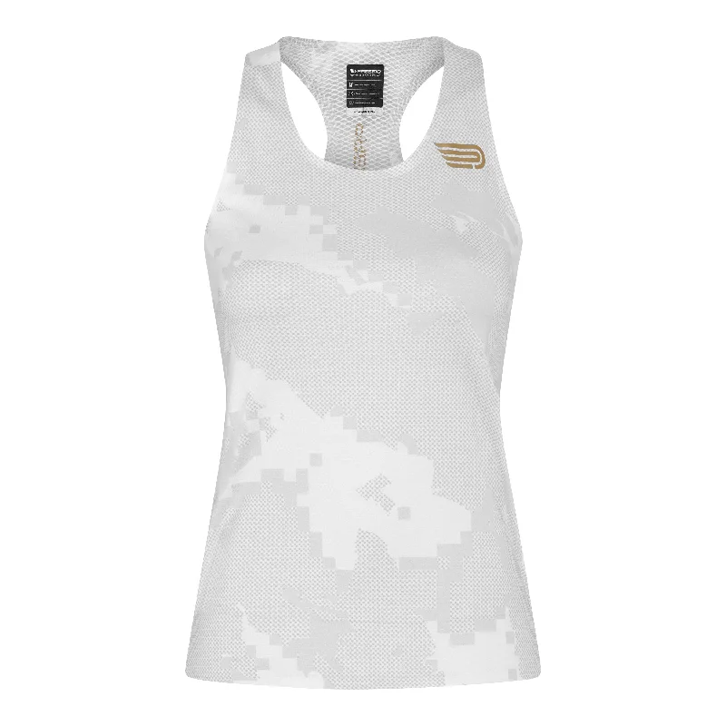 Pressio Women’s Run Elite Singlet - CAM/WHT