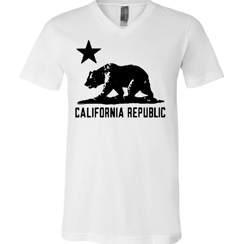 California Flag Oversize Black Silhouette Asst Colors V-Neck