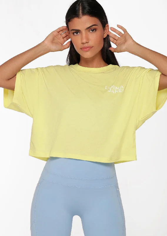 Lorna Jane Glide Transdry Cropped Tee - Lemon