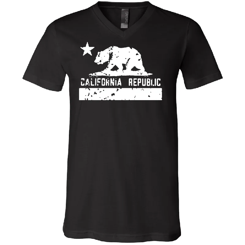 California Flag White Print Silhouette Asst Colors V-Neck