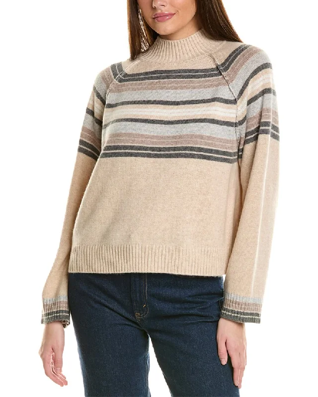 Collaboration Macie Stripe Mock Neck Cashmere Sweater