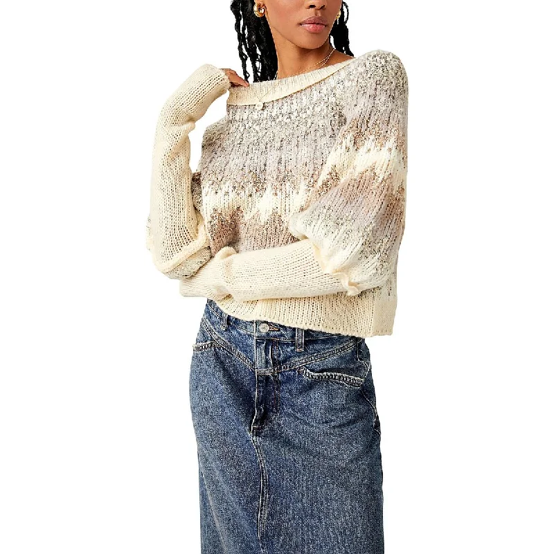 Womens Wool Blend Printed Crop Sweater