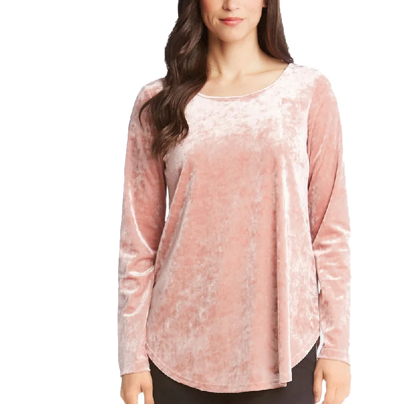 Women's Crushed Velvet Pullover Blouse,Pink