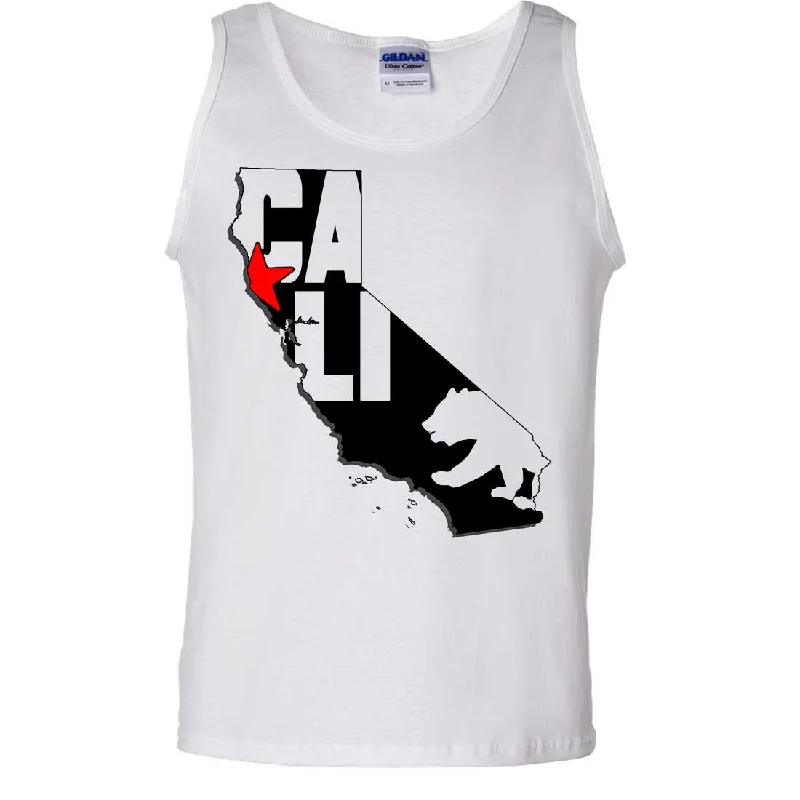 Cali Map Silhouette Outline Asst Colors Tank Top