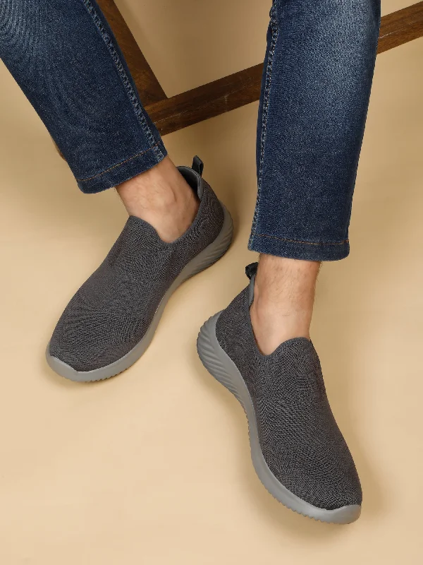 Men's Grey Solid Slip-On Casual Shoes