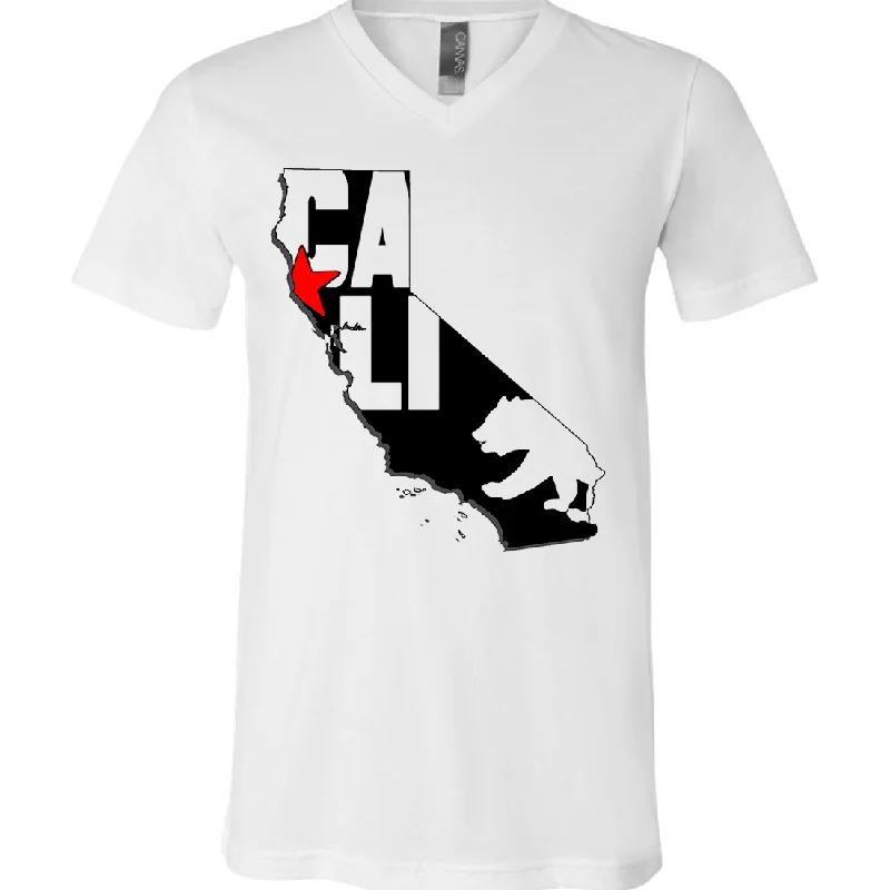 Cali Map Silhouette Outline Asst Colors V-Neck