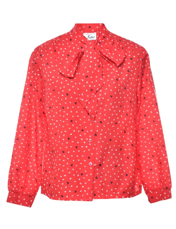 Floral Pussy Bow Blouse - M