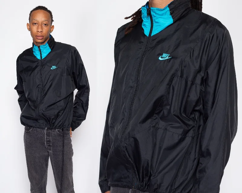 Large 80s 90s Nike Black & Blue Windbreaker