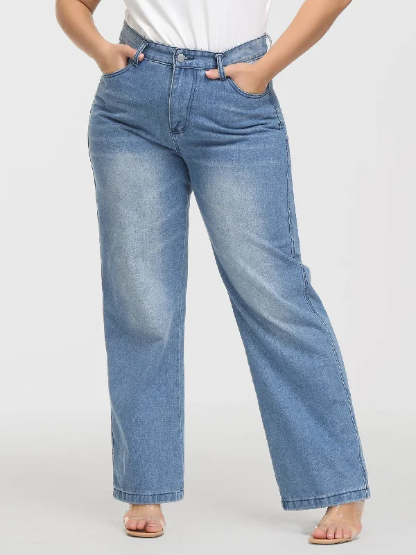 Midsize Everyday High Waist Wide-Leg Jeans