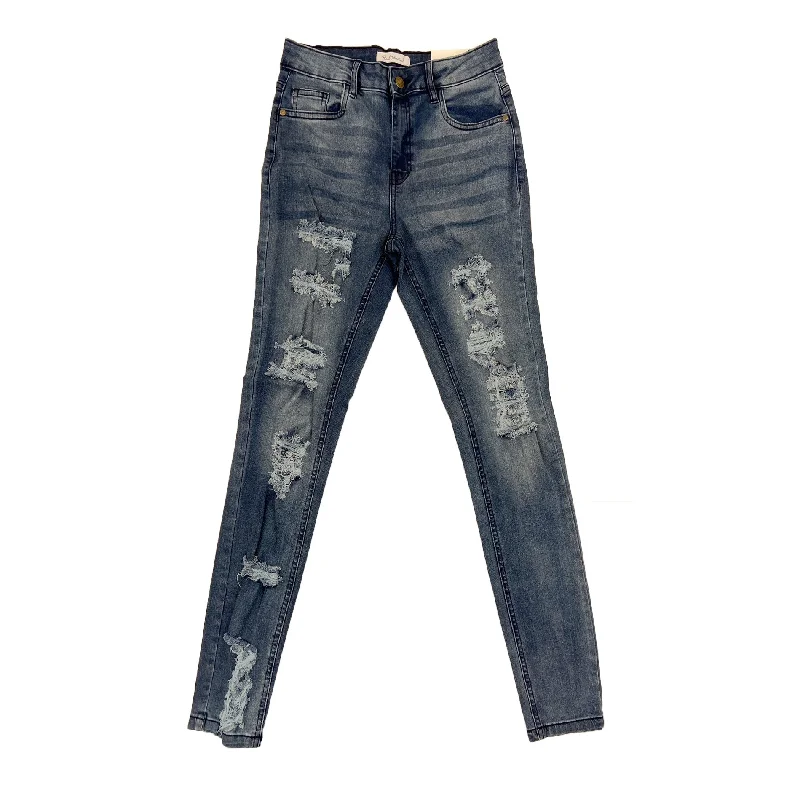 Pearl Collection Woman's Ripped Jean (Indigo Blue)