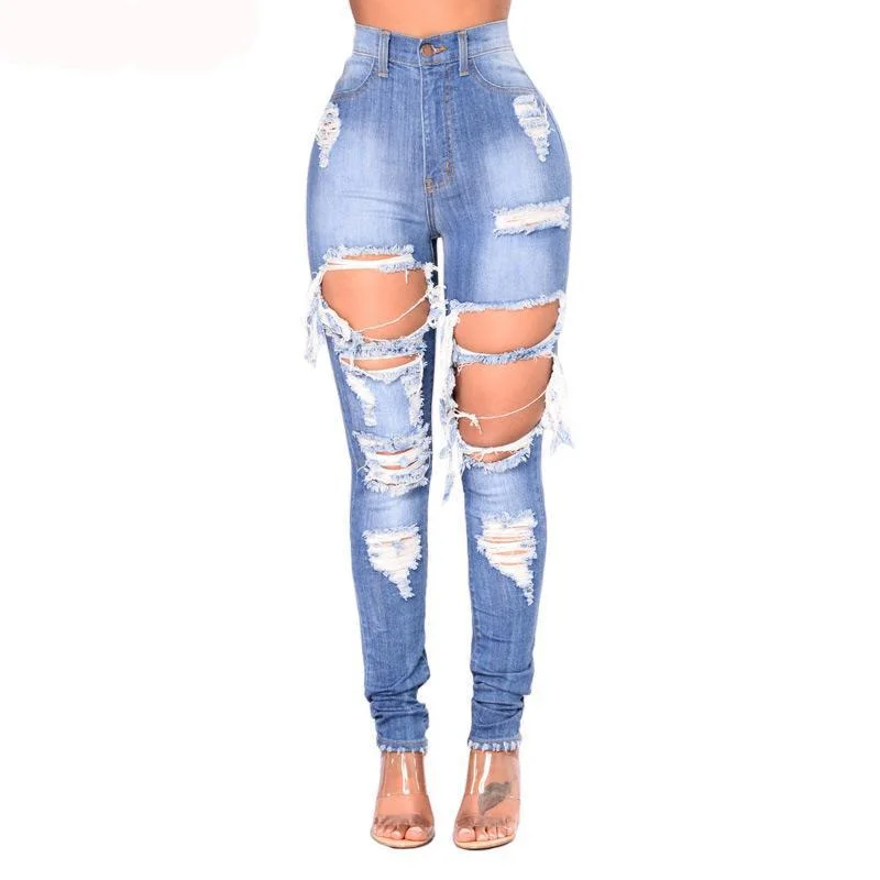 Light Blue Destroyed Skinny Jeans