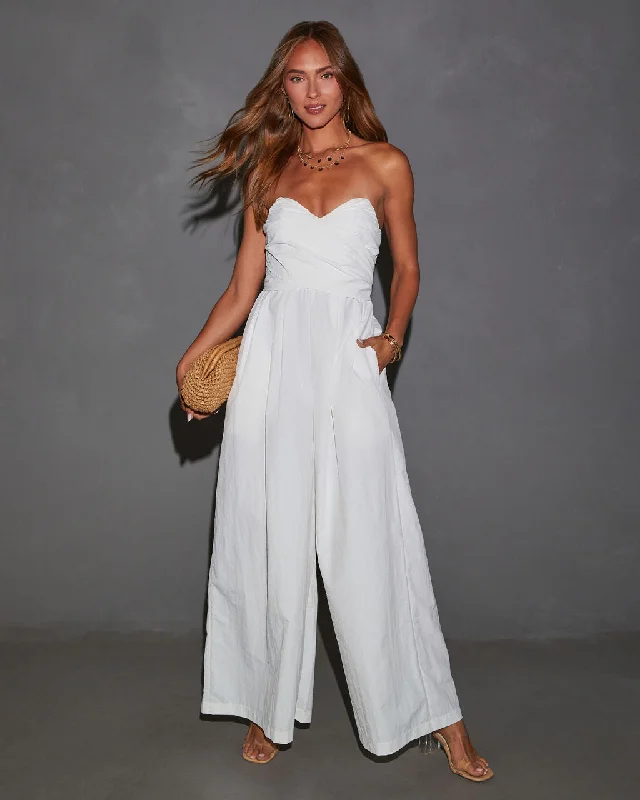 Casey Poplin Tie Waist Wide Leg Jumpsuit