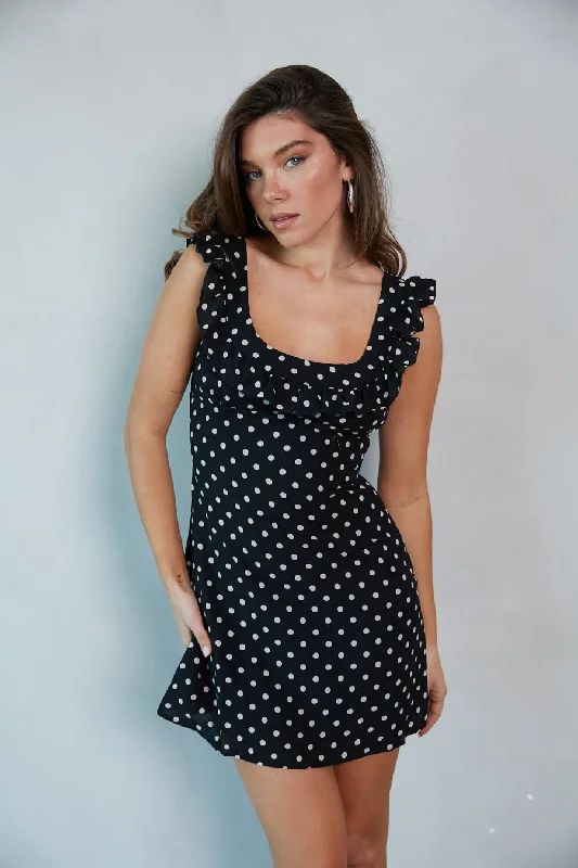 Anais Polka Dot Ruffle Mini Dress