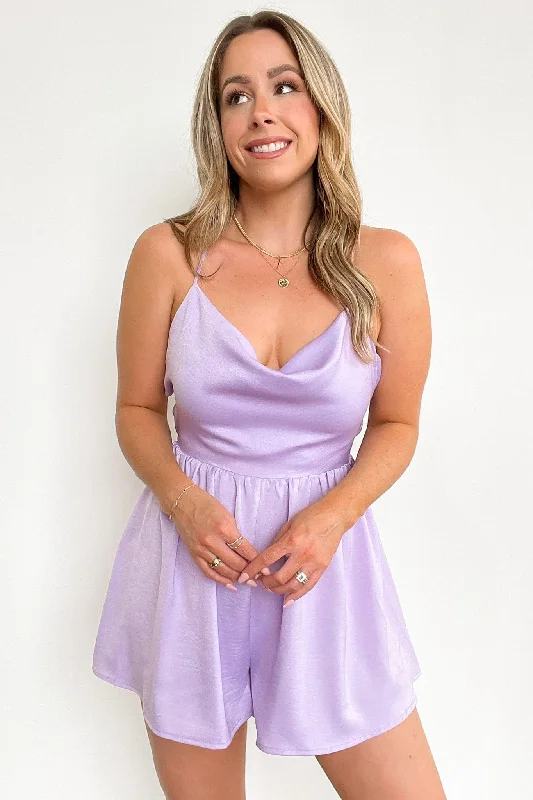 Dream Date Cowl Neck Satin Romper - FINAL SALE