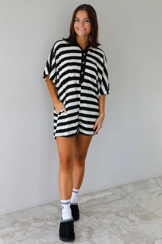 From The Start Romper: Black/White