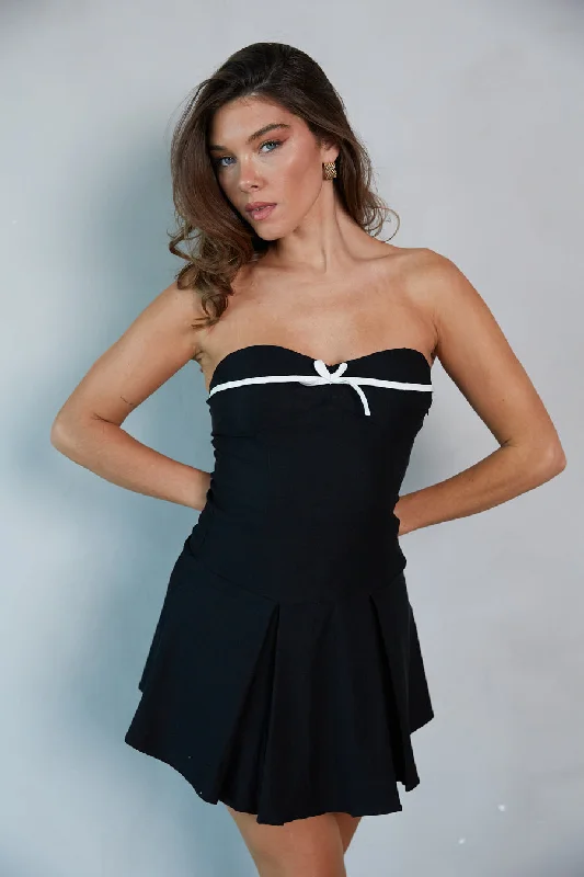 Loren Strapless Bow Fit and Flare Mini Dress