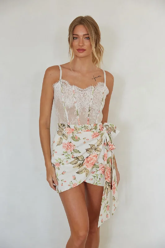 Mariah Floral Lace Corset Mini Dress