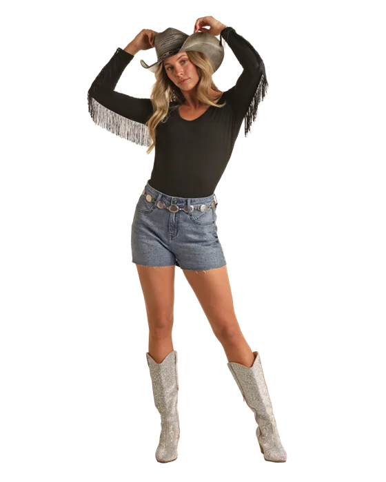 Women's Rock & Roll Cowgirl Denim Shorts #BW68D03552