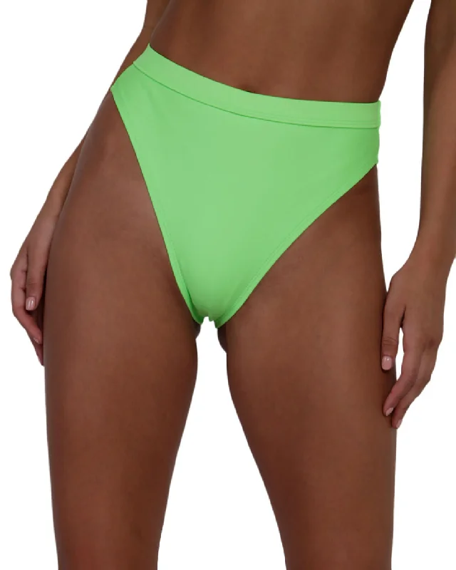 Recycled Fabric Malibu BB High Cut Bottoms - Neon Green