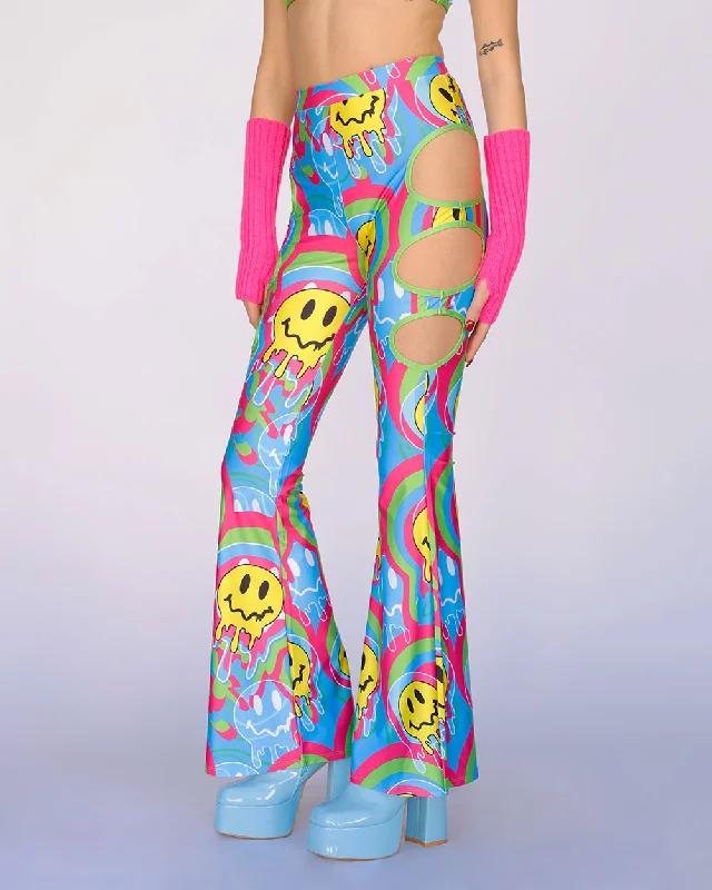 Trippy Time Acid Smiley Bell Bottoms